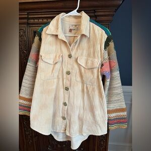 Pilcro Cream Utility Jacket with Knit Sleeves Anthropologie Women’s XS